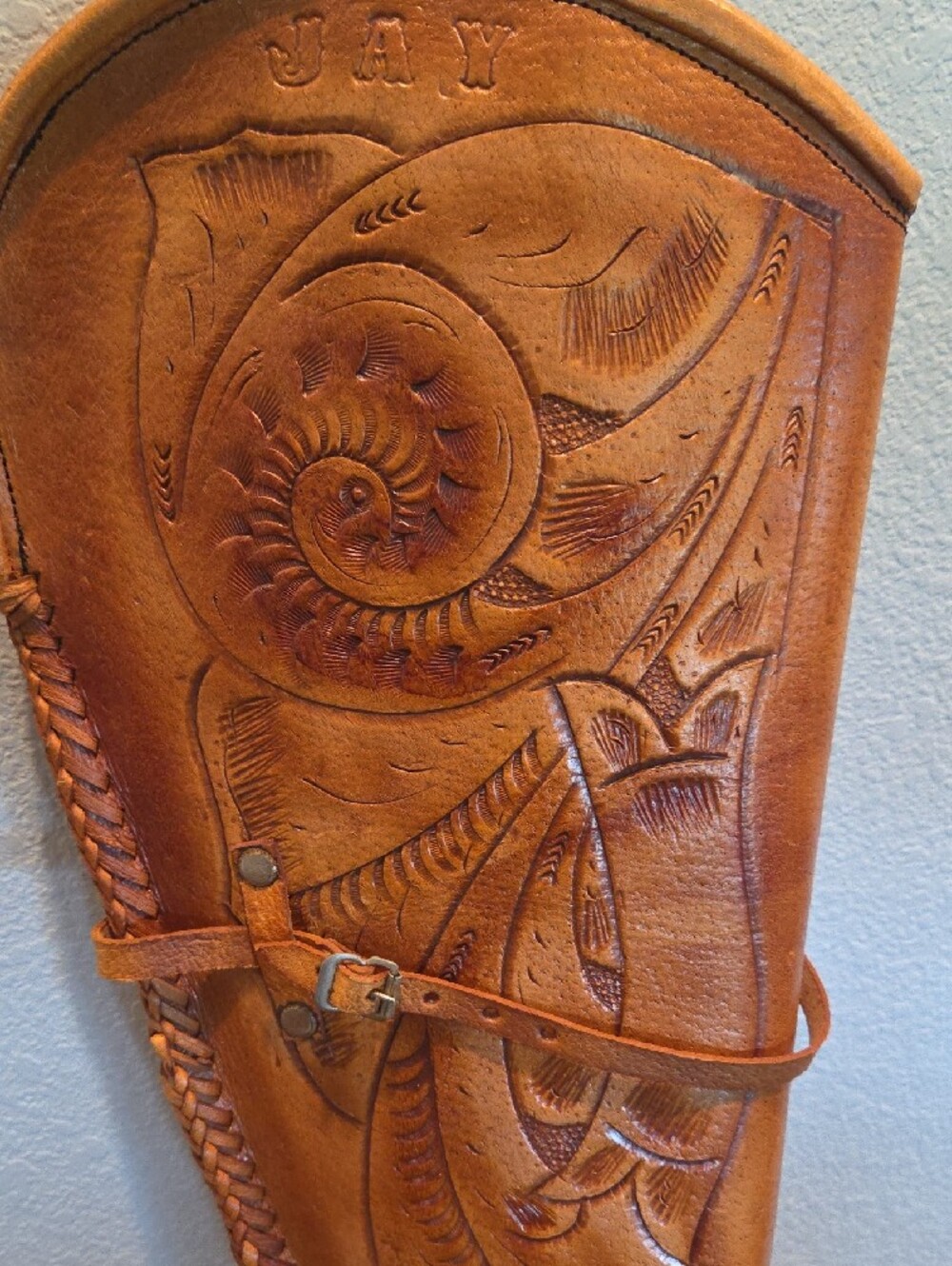 Tooled Leather Rifle/Shotgun Scabbard - Tan - Picture 2 of 6